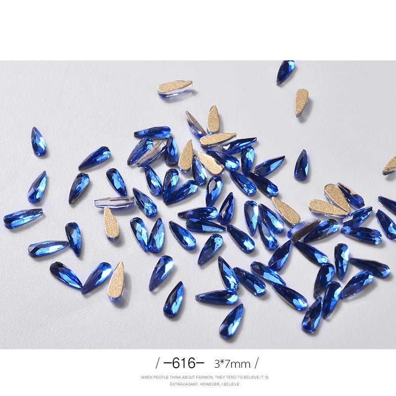10Pcs 3D Nail Art Rhinestones Long Water Drop Shaped Glitter Nail Art Decorations Accessoires Nail Supplies - Krosscanada