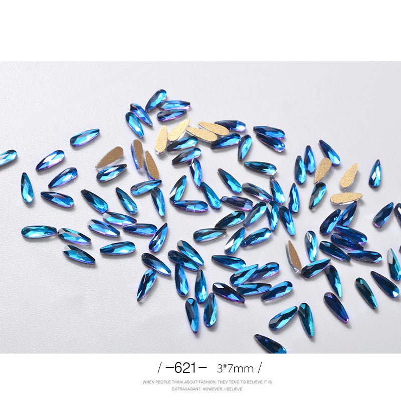 10Pcs 3D Nail Art Rhinestones Long Water Drop Shaped Glitter Nail Art Decorations Accessoires Nail Supplies - Krosscanada