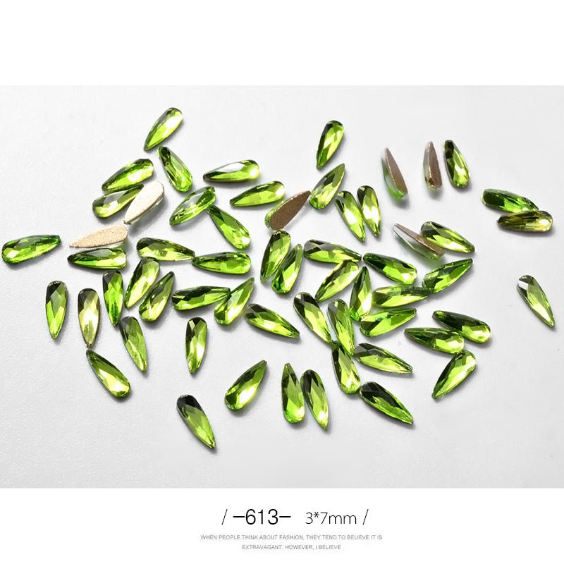 10Pcs 3D Nail Art Rhinestones Long Water Drop Shaped Glitter Nail Art Decorations Accessoires Nail Supplies - Krosscanada