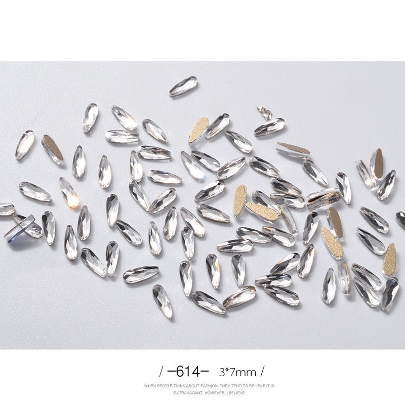 10Pcs 3D Nail Art Rhinestones Long Water Drop Shaped Glitter Nail Art Decorations Accessoires Nail Supplies - Krosscanada