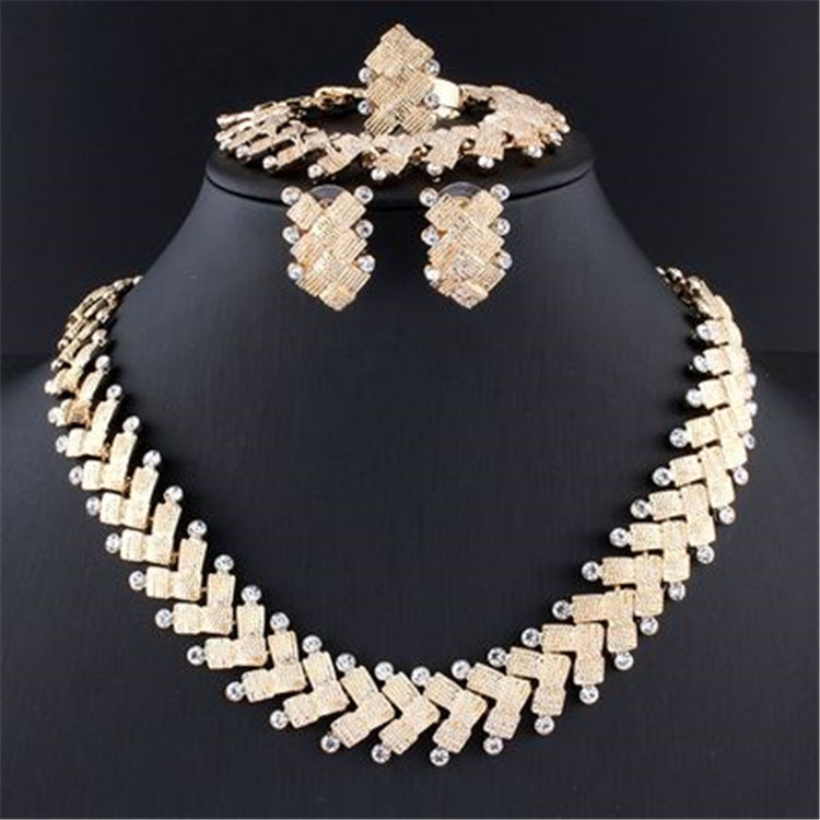 New Fashion Alloy Jewelry Set Necklace And Earrings Four Piece Set - KKscollecation