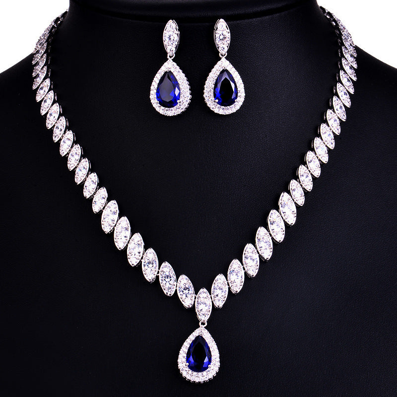 Korean Foreign Trade In Europe And America Two Piece AAA Zircon Jewelry Set - KKscollecation