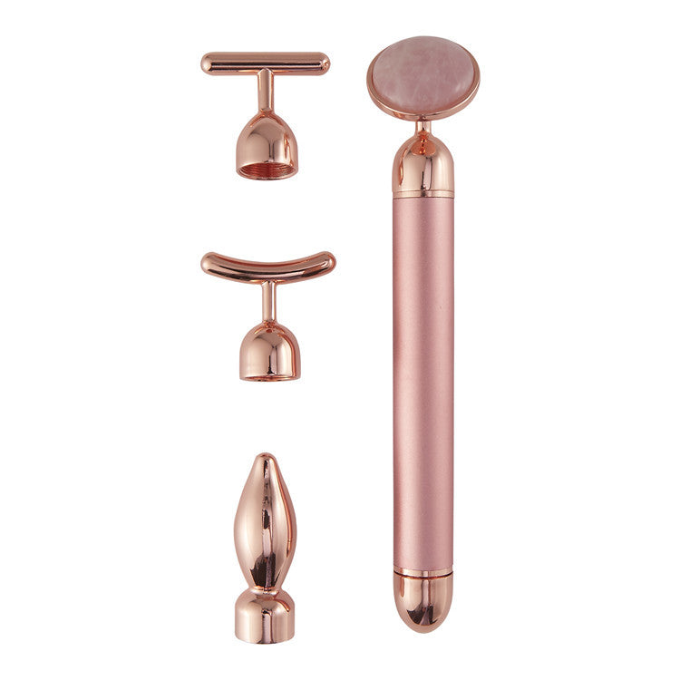 4 in 1 Vibrating Rose Quartz Face Roller - KKscollecation