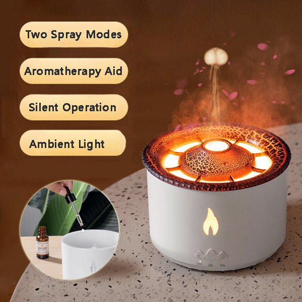 2022 New Creative Ultrasonic Essential Oil Humidifier Volcano Aromatherapy Machine Spray Jellyfish Air Flame Humidifier Diffuser - Krosscanada
