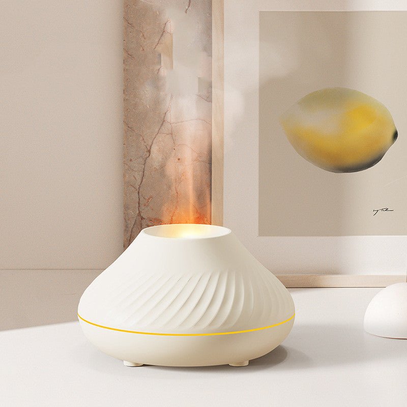 2022 New Volcanic Flame Aroma Diffuser Essential Oil Lamp 130ml USB Portable Air Humidifier With Color Night Light Mist Maker Fogger LED Light - Krosscanada
