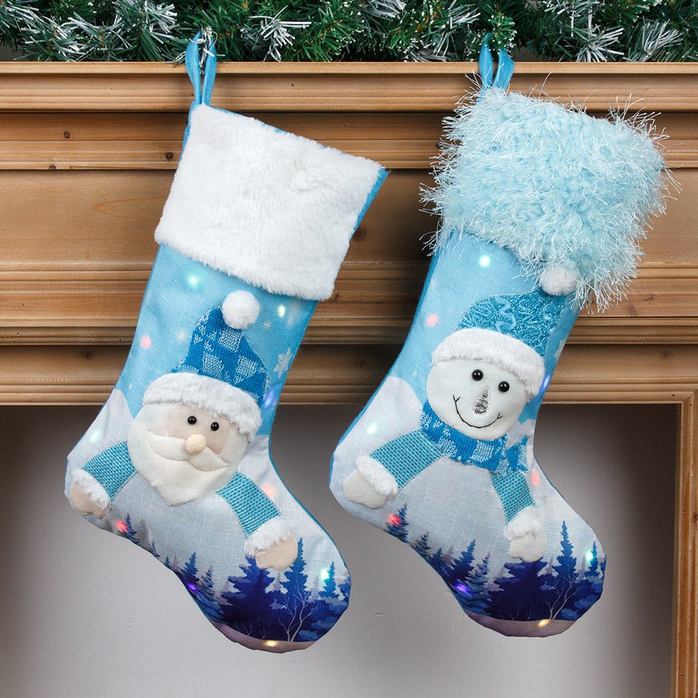 2022 New Year Christmas Decor For Home Glowing Large Christmas Socks Gift Candy Bag With Lights Christmas Ornaments - Krosscanada