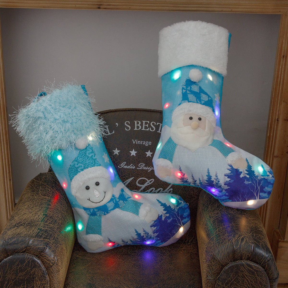 2022 New Year Christmas Decor For Home Glowing Large Christmas Socks Gift Candy Bag With Lights Christmas Ornaments - Krosscanada
