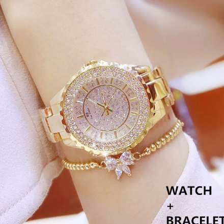 Hot new starry women's watch full brick automatic non-mechanical ladies watch student fashion watch waterproof - KKscollecation