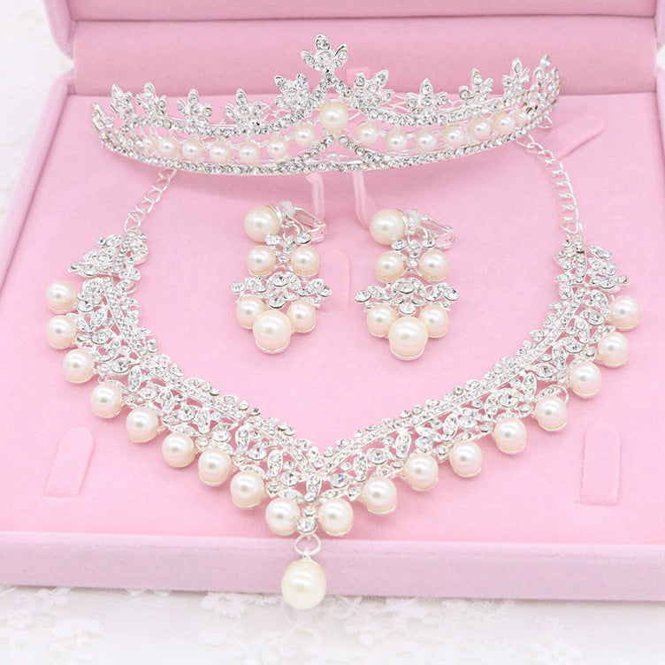 The bride jewelry three piece suit Necklace Earrings Korean wedding wedding accessories wholesale crown - KKscollecation