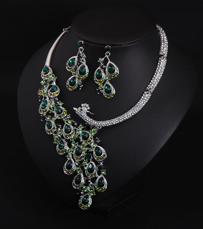 Europe And The United States Luxury Drilling Jewel, Peacock Necklace, Earrings Set, Bride Dinner Dress, Temperament Accessories Wholesale - KKscollecation