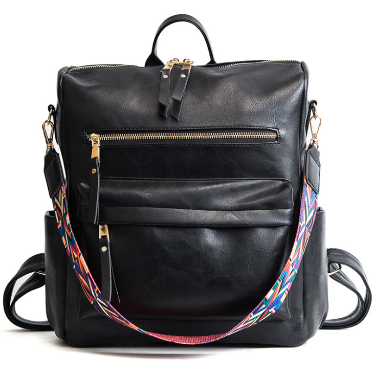 New retro backpack college wind casual bag large capacity soft leather backpack
