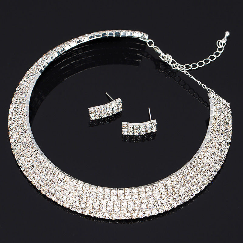 Fashion Bride Jewelry Pendant Necklace Set Of Two Diamond Alloy Foreign Trade And Wholesale Jewelry Set - KKscollecation