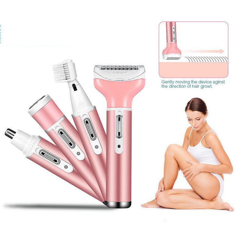 4 - In - 1 Lady Shaver Multi - Function Electric Eyebrow Trimmer Armpit And Leg Hair Remover Hair Removal Instrument - Krosscanada