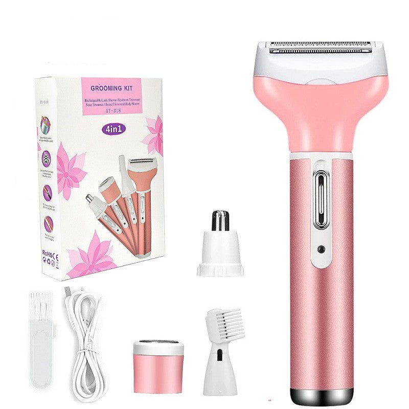 4 - In - 1 Lady Shaver Multi - Function Electric Eyebrow Trimmer Armpit And Leg Hair Remover Hair Removal Instrument - Krosscanada