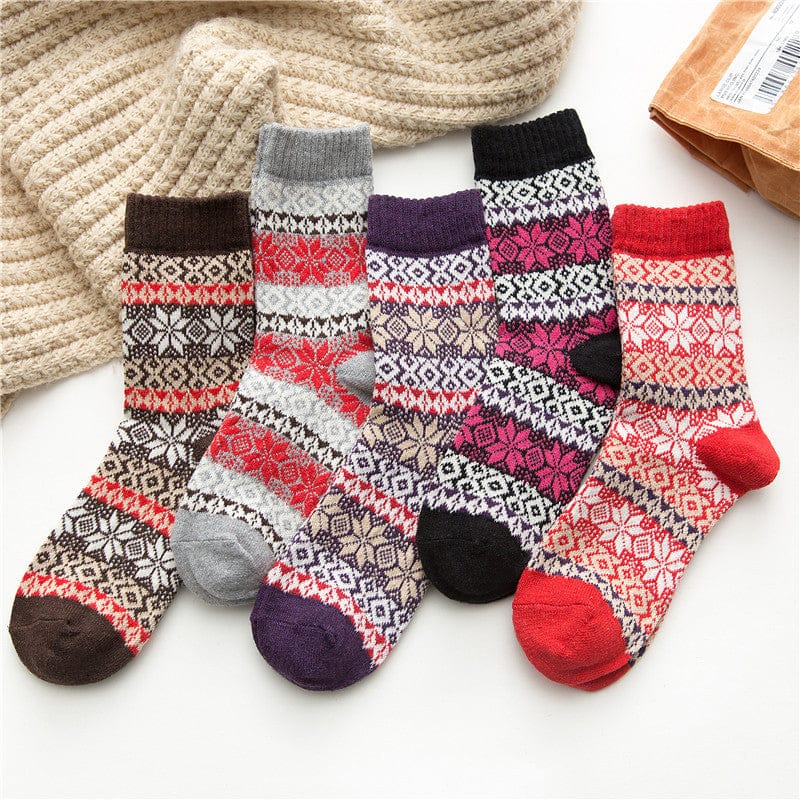 5Pairs Snow star anise stockings - Krosscanada
