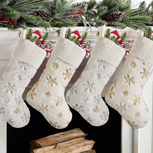 Christmas Embroidery Snowflake Plush Socks - KKscollecation