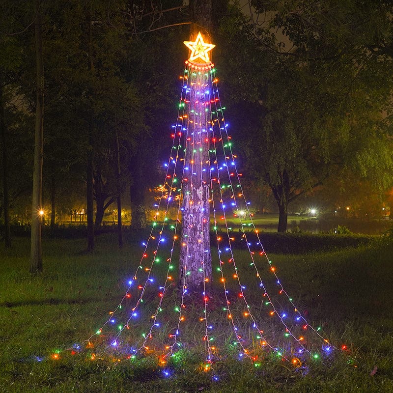 LED Pentagram Waterfall Lights Running Water Christmas - KKscollecation