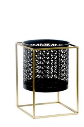 Gold Etched Metal Flower Pot - KKscollecation