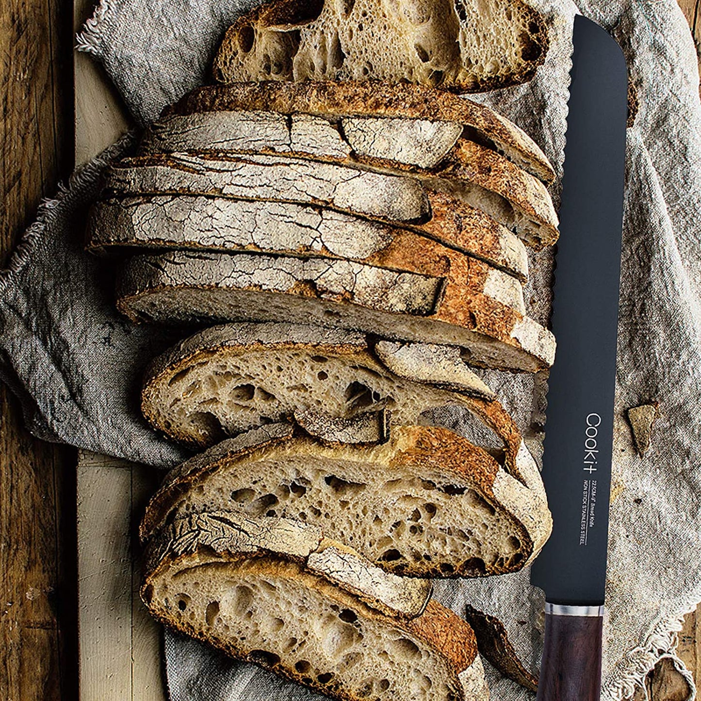 9 Inches Bread Knife Serrated Edge High Carbon Stainless Steel Forged Cutter for Homemade Crusty Bread Amazon Platform Banned - Krosscanada