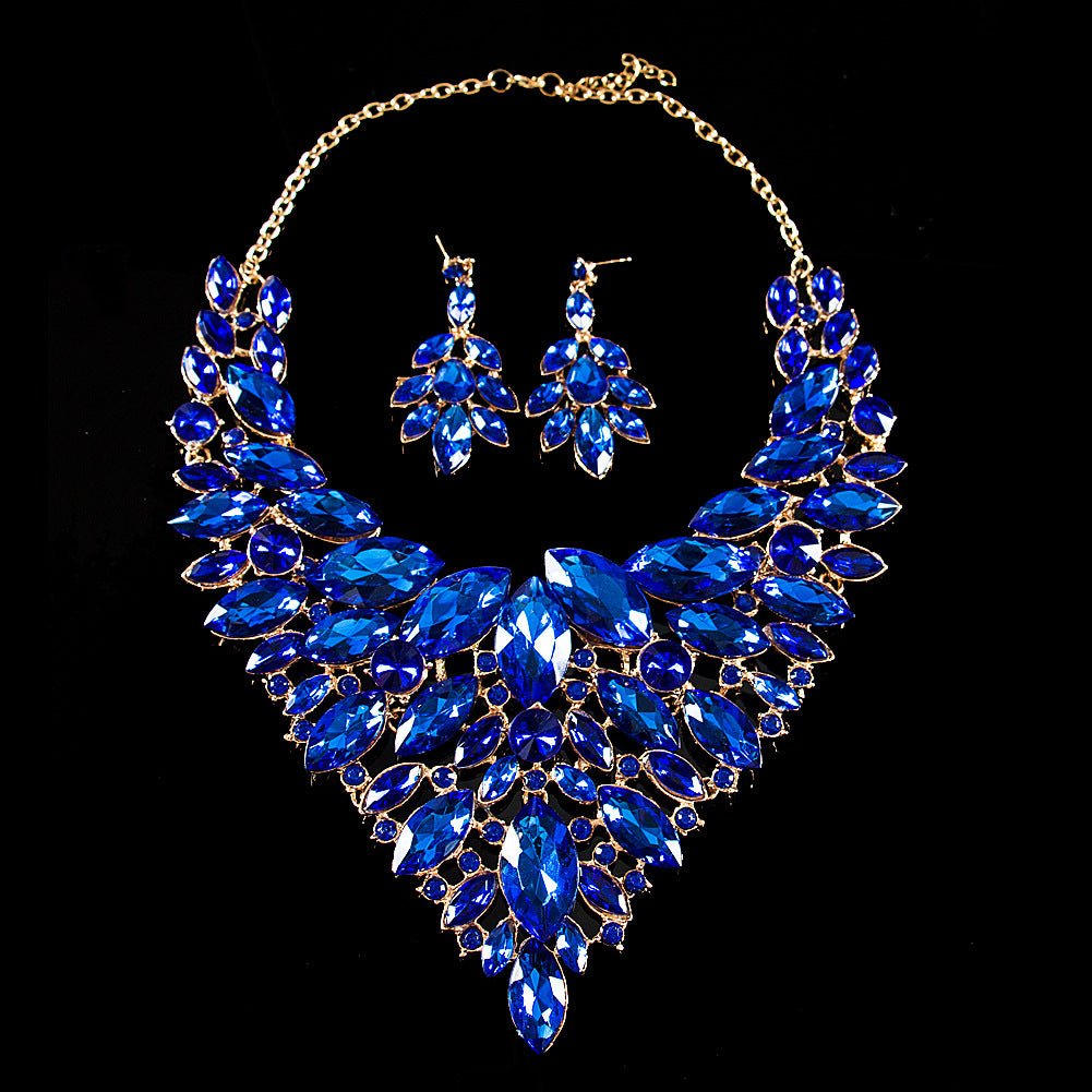 African, European And American Colorful Exaggerated Bridal Necklace And Earrings Set - Krosscanada