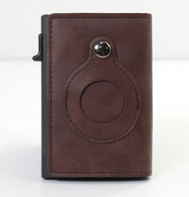 AirTag Wallet Anti Theft Bullet Card Bag Multi - functional Rfid Card Holder Men's Leather Slim Wallets For Airtag Air Tag - Krosscanada