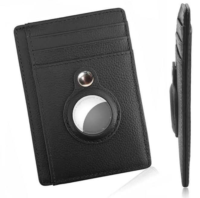 AirTag Wallet Anti Theft Bullet Card Bag Multi - functional Rfid Card Holder Men's Leather Slim Wallets For Airtag Air Tag - Krosscanada