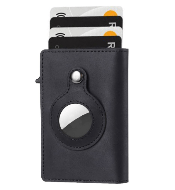 AirTag Wallet Anti Theft Bullet Card Bag Multi - functional Rfid Card Holder Men's Leather Slim Wallets For Airtag Air Tag - Krosscanada