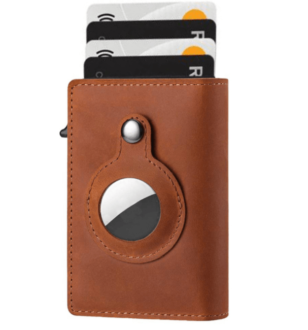 AirTag Wallet Anti Theft Bullet Card Bag Multi - functional Rfid Card Holder Men's Leather Slim Wallets For Airtag Air Tag - Krosscanada