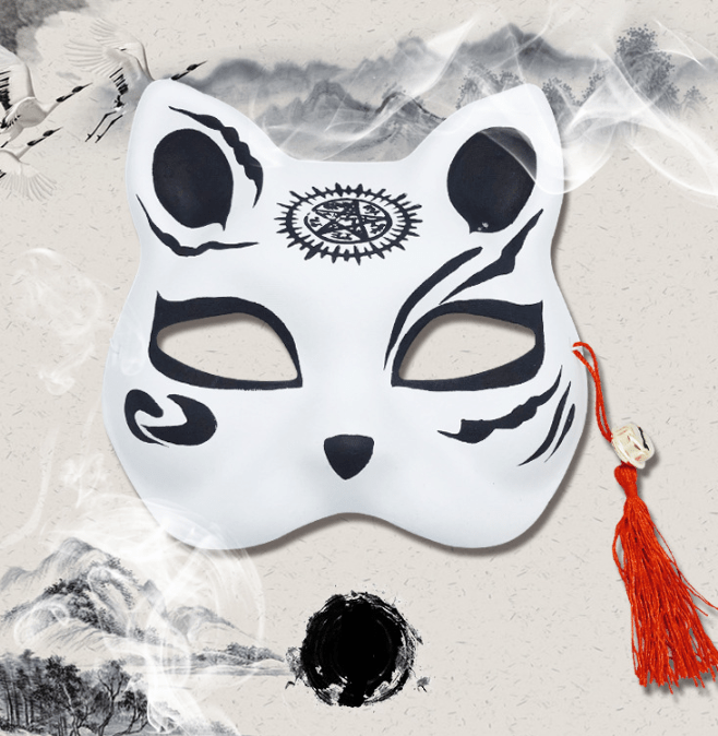 Anime hand painted fox mask - Krosscanada
