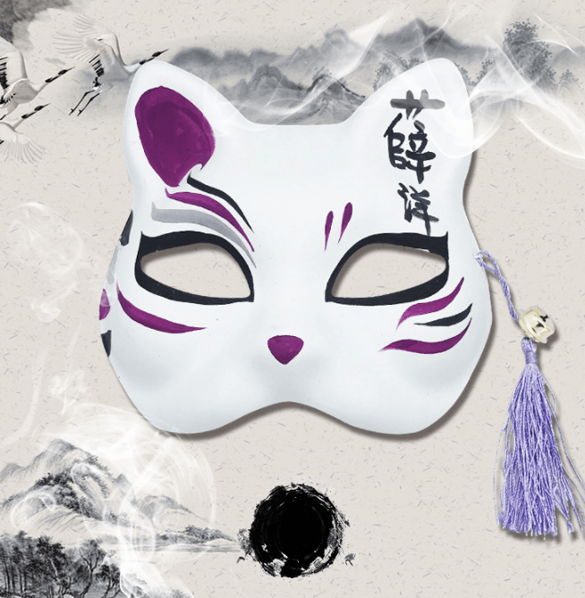 Anime hand painted fox mask - Krosscanada