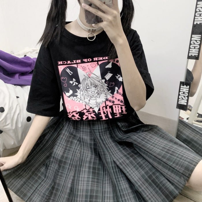 Anime print loose short sleeves - Krosscanada