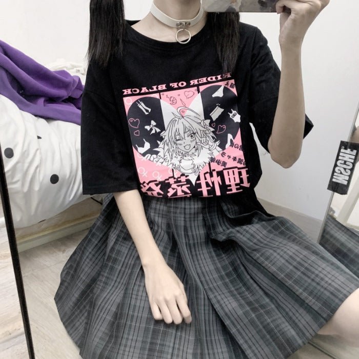 Anime print loose short sleeves - Krosscanada