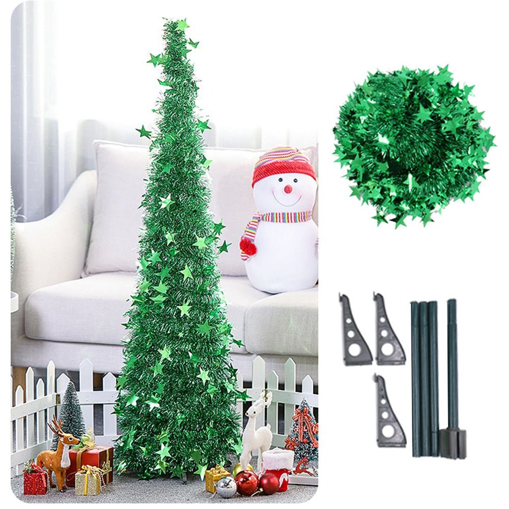 Artificial Tinsel Pop Up Christmas Tree with Stand Gorgeous Collapsible Artificial Christmas Tree for Christmas Decorations - Krosscanada