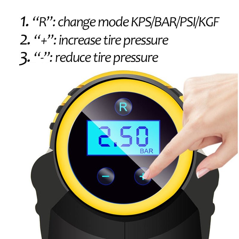 Automatic Portable Handheld Digital LED Smart Car Air Compressor Pump - Krosscanada