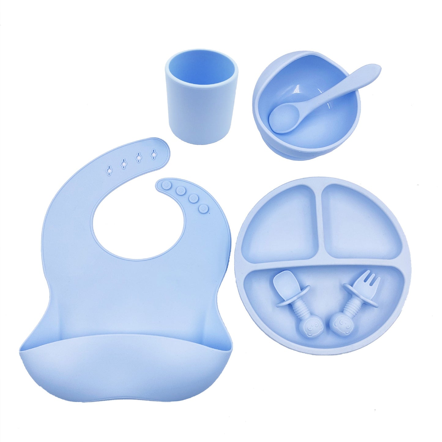 Baby Cutlery Set Silicone Bib Silicone Cup Spoon - Krosscanada