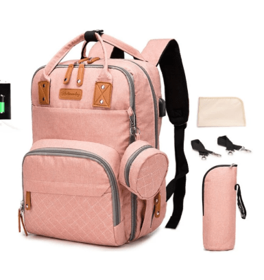 Baby Diaper Backback Large Capacity Mummy Nappy Bag Multifunctional Daypack with Pacifier Holder Changing Pad Stroller S - Krosscanada