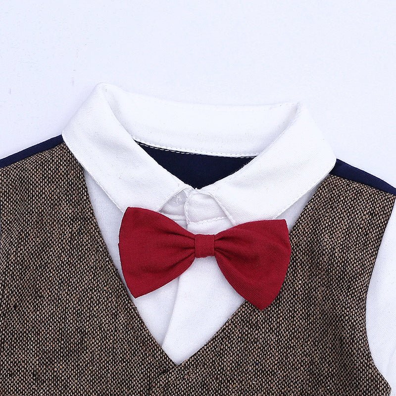 Baby One - year - old Dress Bow Tie Shirt Gentleman Romper - Krosscanada
