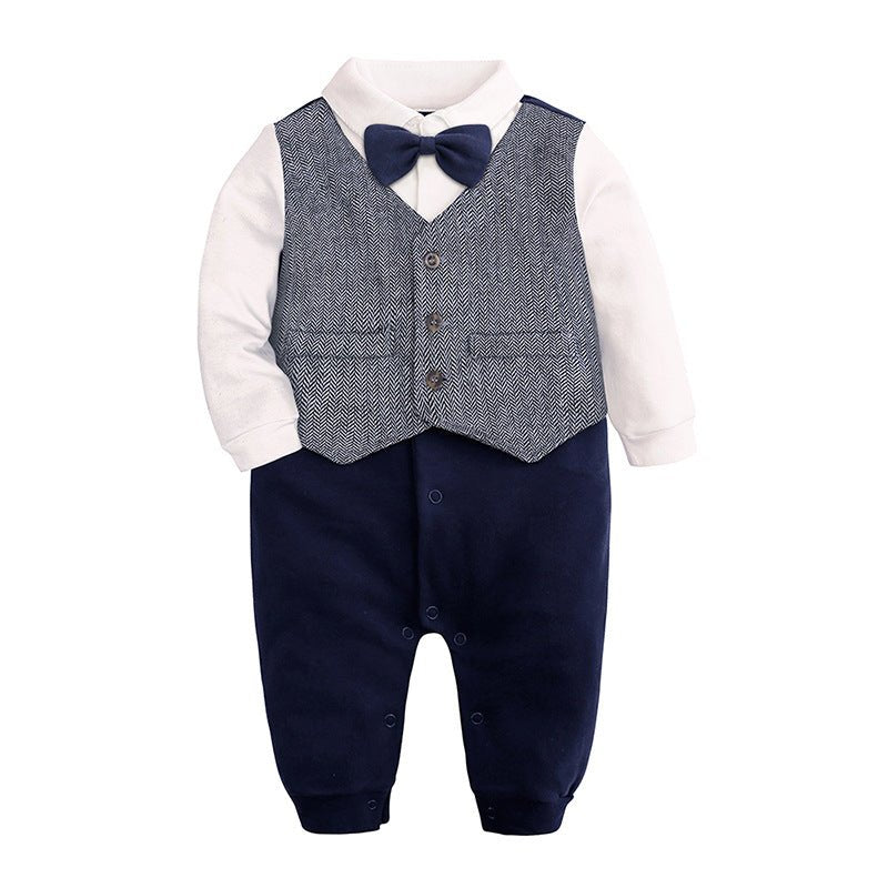 Baby One - year - old Dress Bow Tie Shirt Gentleman Romper - Krosscanada