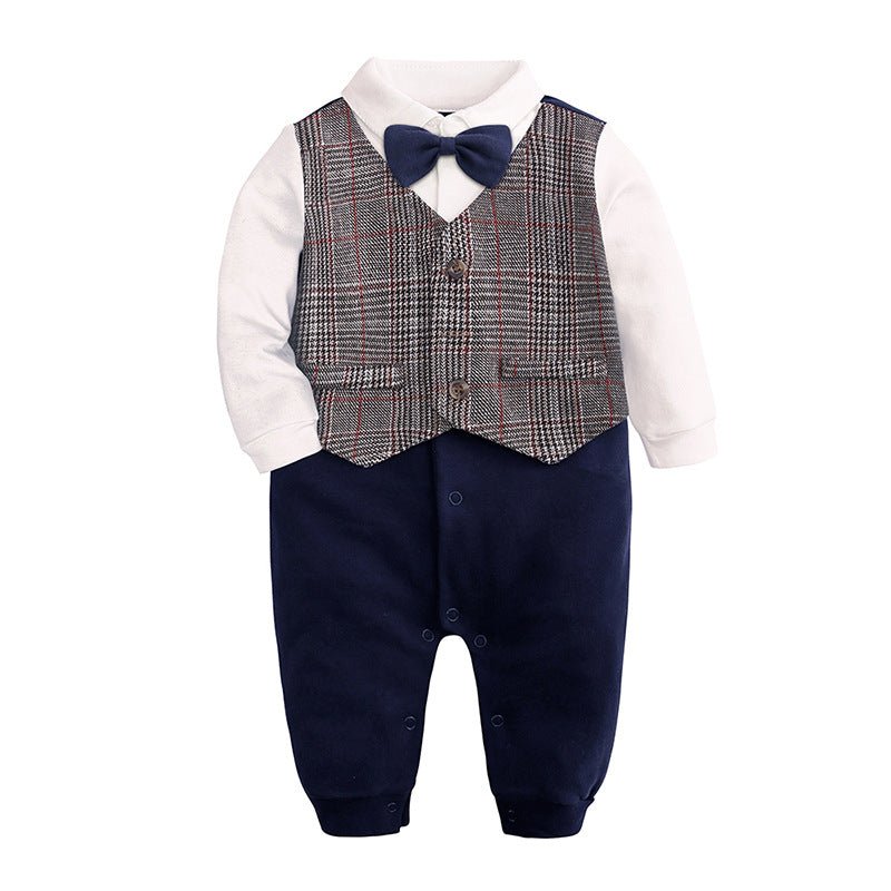 Baby One - year - old Dress Bow Tie Shirt Gentleman Romper - Krosscanada