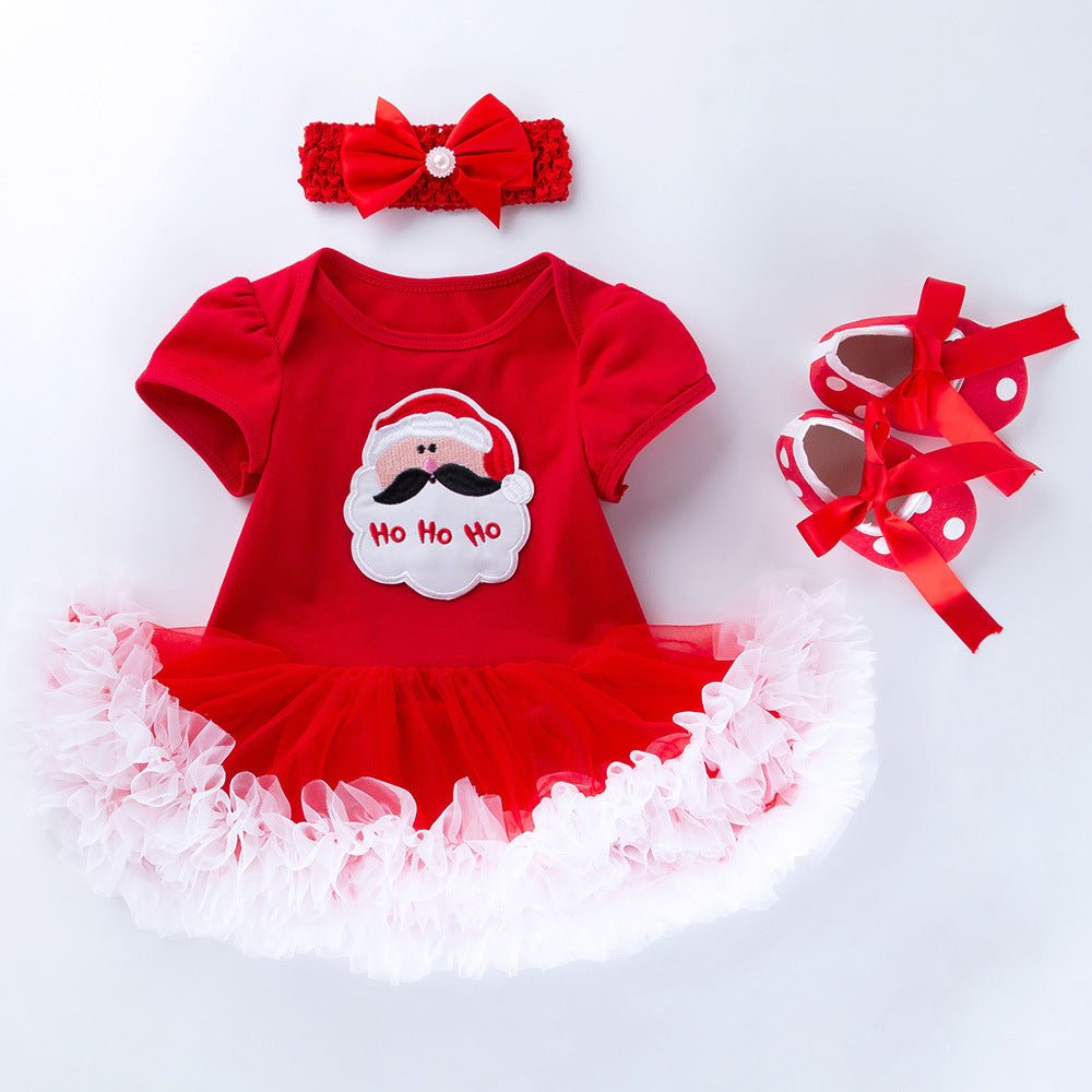 Baby Short Sleeve Cartoon Romper Mesh Dress - Krosscanada