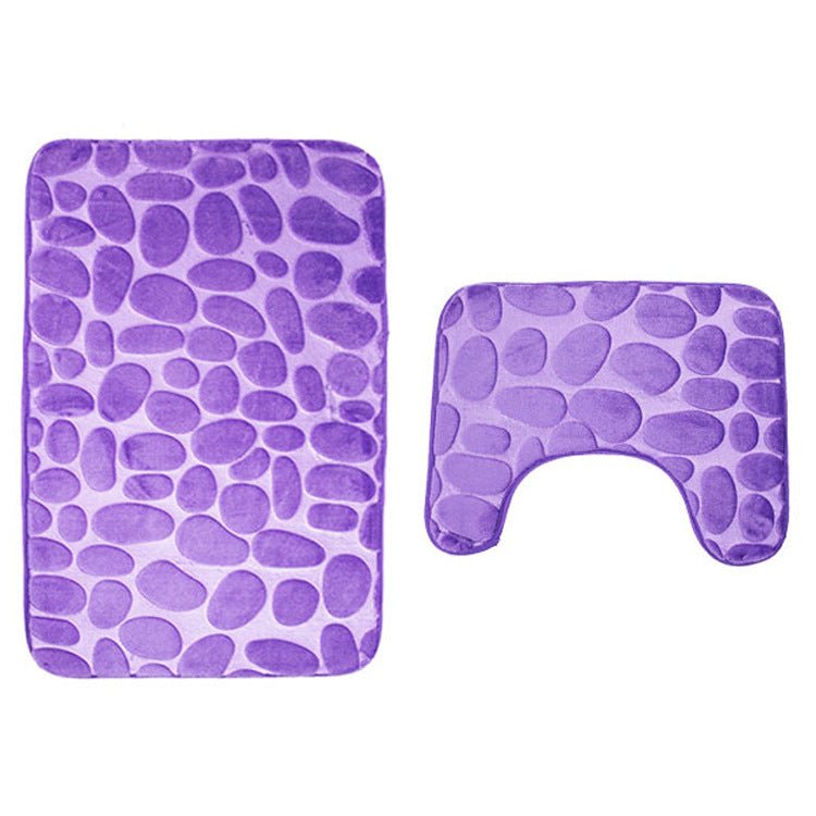 Bathroom Anti - slip Mat European And American Pebble Stone Carpet Toilet Floor Mat Set Bathroom - Krosscanada