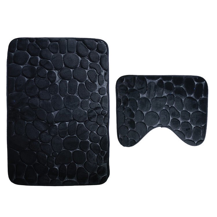 Bathroom Anti - slip Mat European And American Pebble Stone Carpet Toilet Floor Mat Set Bathroom - Krosscanada