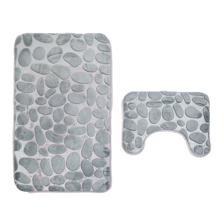 Bathroom Anti - slip Mat European And American Pebble Stone Carpet Toilet Floor Mat Set Bathroom - Krosscanada