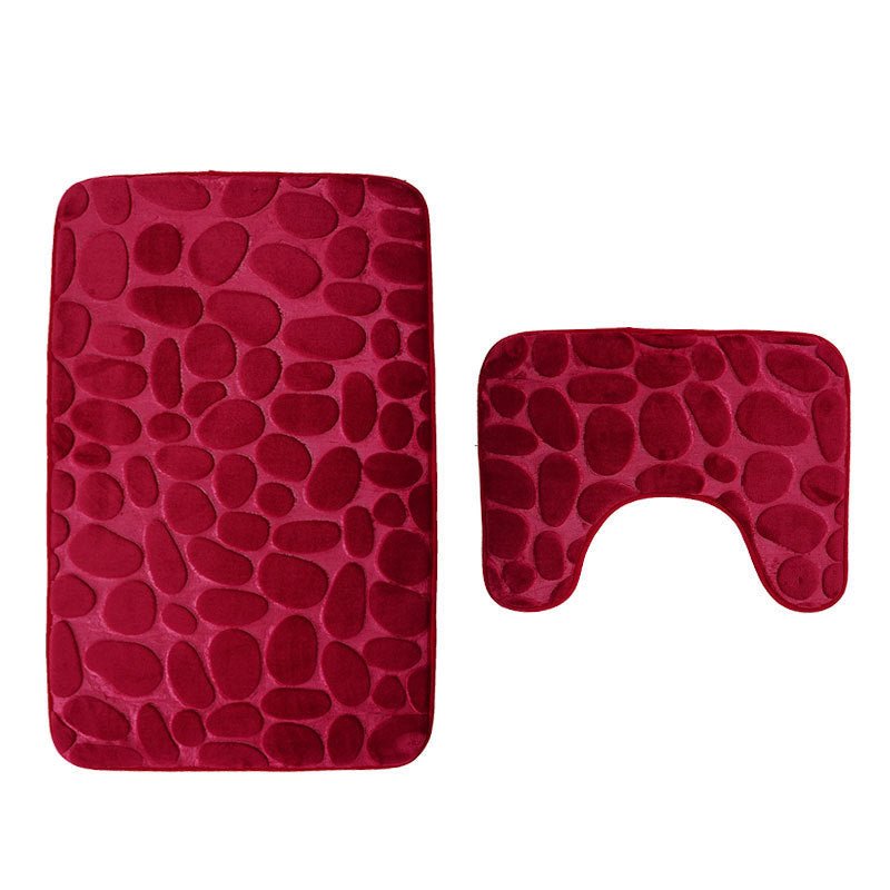 Bathroom Anti - slip Mat European And American Pebble Stone Carpet Toilet Floor Mat Set Bathroom - Krosscanada