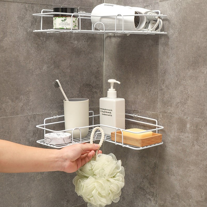 Bathroom Shelf Corner Frame Shower Wrought Iron Kitchen Accessories Storage Rack Holder Bathroom Shelves Bathroom Equipment - Krosscanada