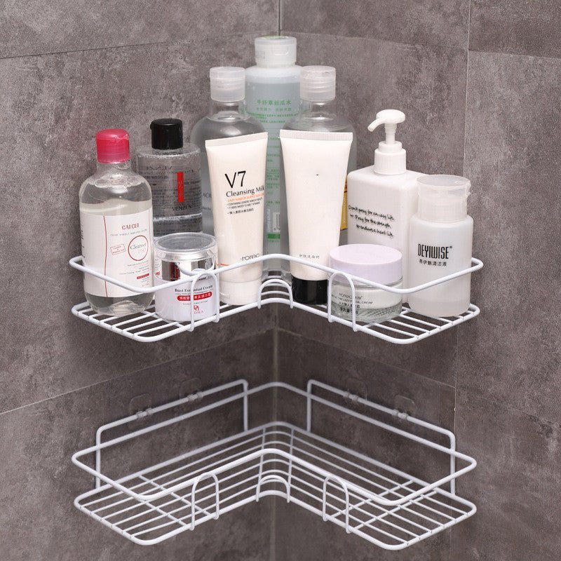 Bathroom Shelf Corner Frame Shower Wrought Iron Kitchen Accessories Storage Rack Holder Bathroom Shelves Bathroom Equipment - Krosscanada