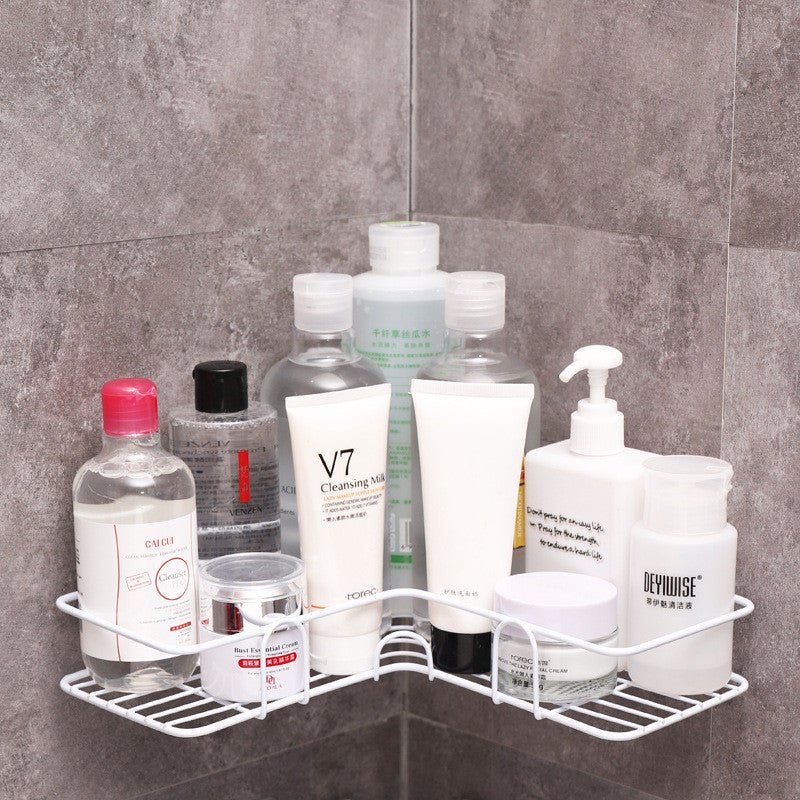 Bathroom Shelf Corner Frame Shower Wrought Iron Kitchen Accessories Storage Rack Holder Bathroom Shelves Bathroom Equipment - Krosscanada