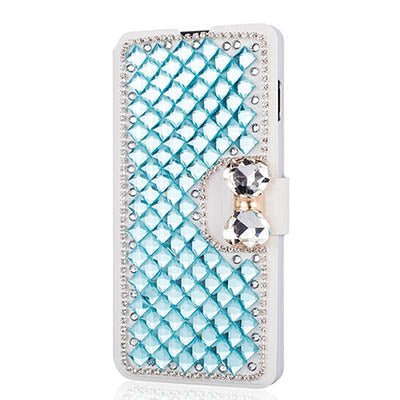 Bow Knot Rhinestone Mobile Phone Leather Case Card Wallet - Krosscanada