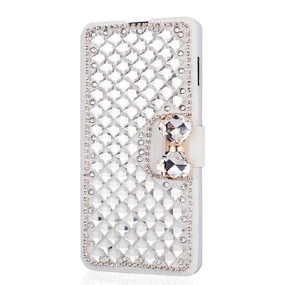Bow Knot Rhinestone Mobile Phone Leather Case Card Wallet - Krosscanada