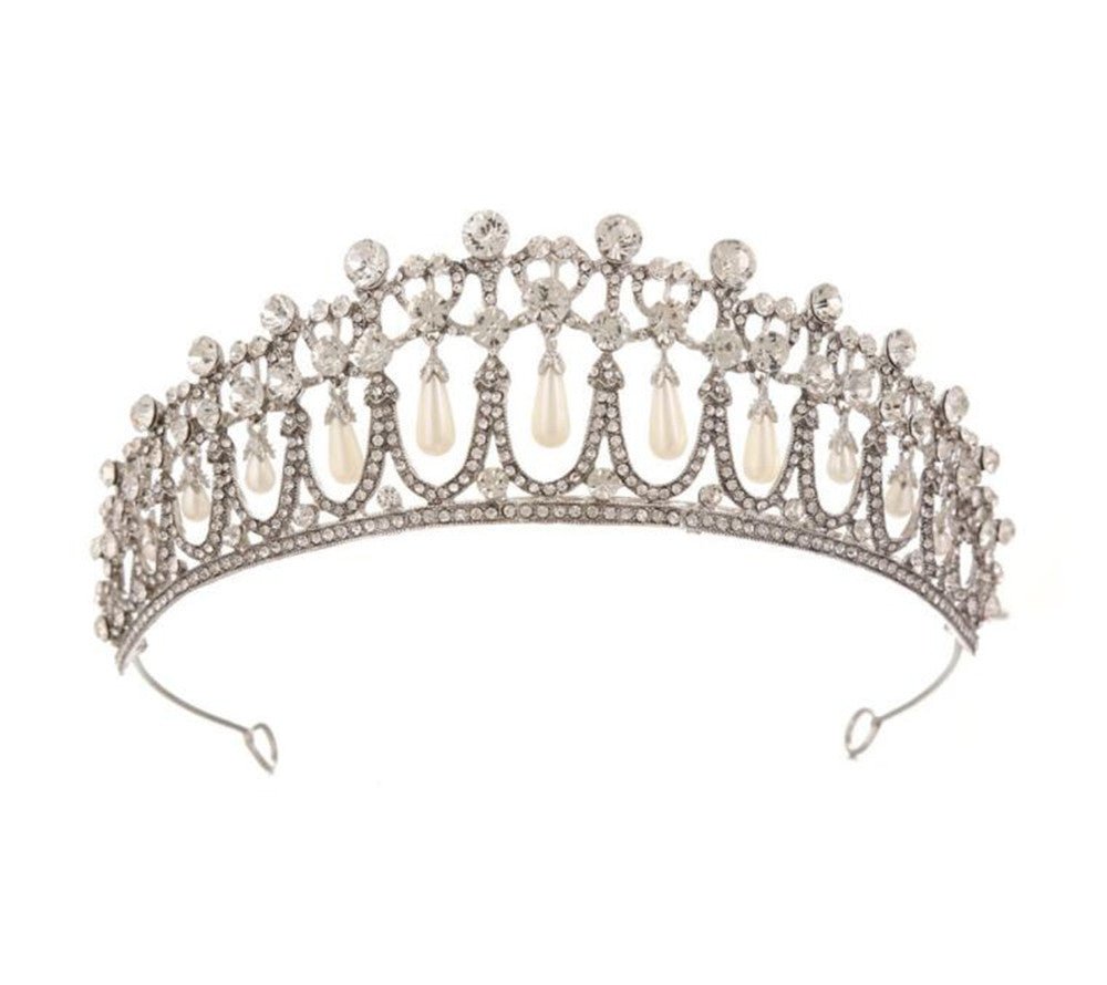 Bridal Crown Rhinestone Pearl Water Drop Hair Accessories Wedding Dress Ornaments - Krosscanada